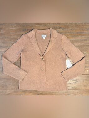 croft & barrow Dusty Tan Knit Two-Button Blazer